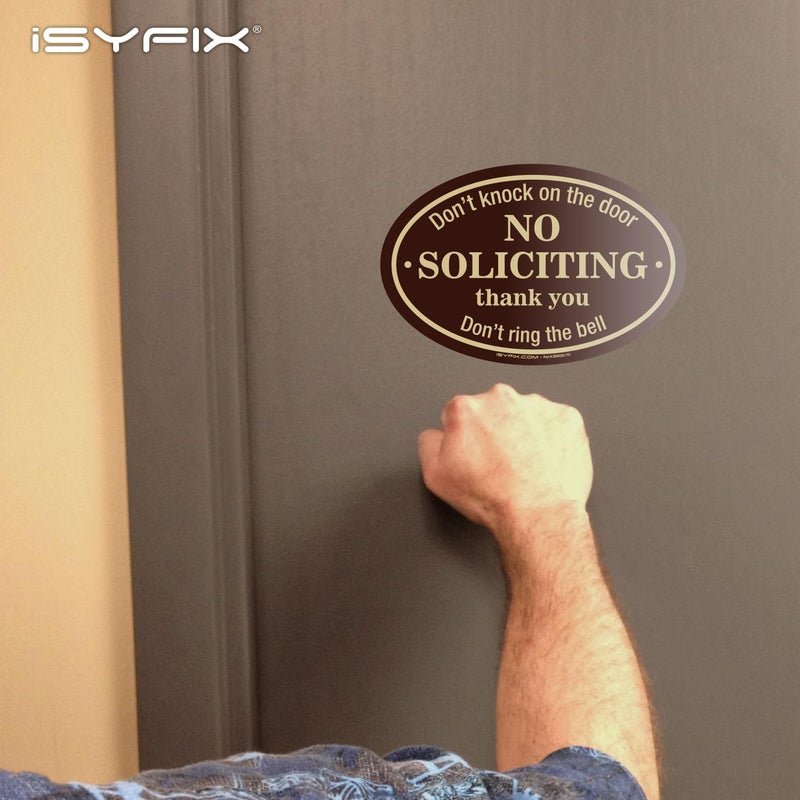 iSYFIX No Soliciting Sign Sticker for House, Home & Business - 4 Pack 7x4.6 inch - Premium Self-Adhesive Vinyl, Laminated for Ultimate UV, Weather, Scratch, Water and Fade Resistance, Indoor & Outdoor - Image 4